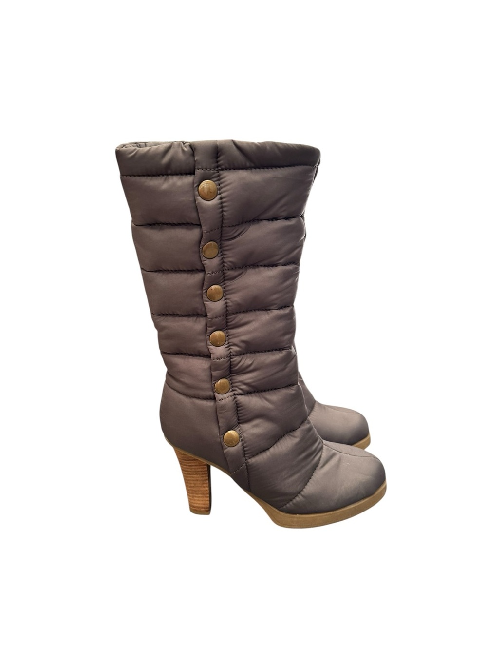 Quilted High-Heel Women's Winter Boots - Gray
